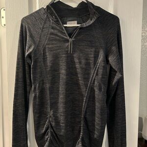 Athleta Heathered Charcoal Quarter-Zip Pullover
